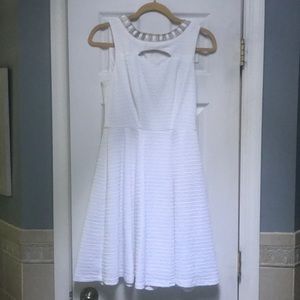 DressBarn White Mini Dress with Neck Embellishment